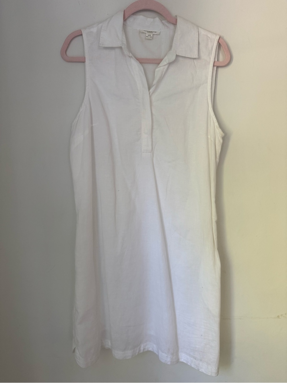 BeachLunchLounge White 100% Linen Sleeveless Shift Dress Cover Up Large